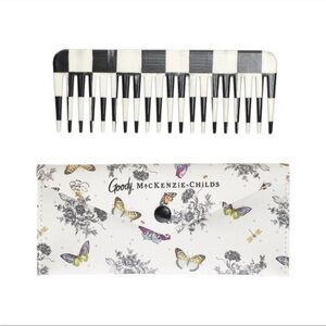 New Goody x MacKenzie Childs Hair Comb Travel Case Black White Courtly Check